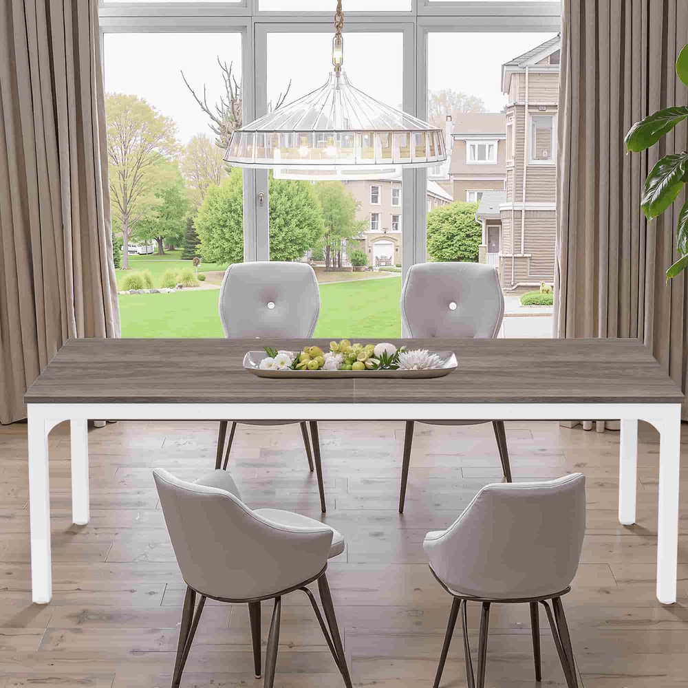 46" Gray and White Wood and Iron Dining Table HomeRoots