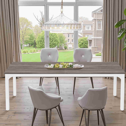 46" Gray and White Wood and Iron Dining Table HomeRoots