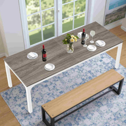 46" Gray and White Wood and Iron Dining Table HomeRoots