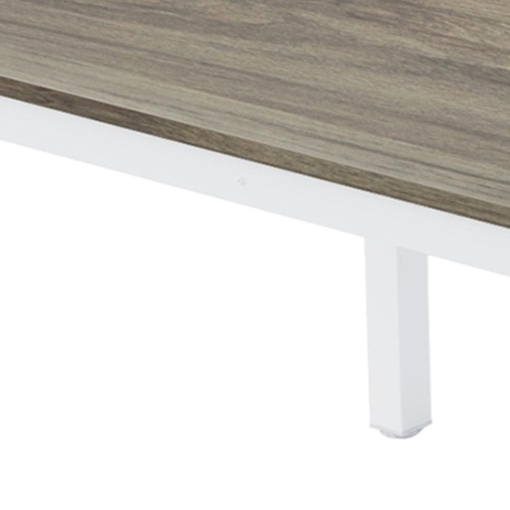 46" Gray and White Wood and Iron Dining Table HomeRoots