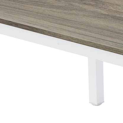 46" Gray and White Wood and Iron Dining Table HomeRoots