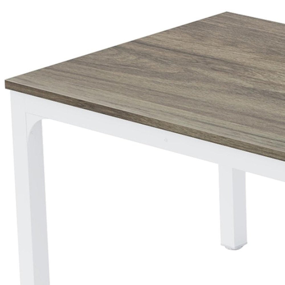 46" Gray and White Wood and Iron Dining Table HomeRoots