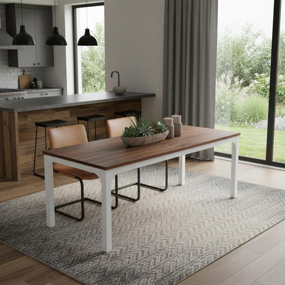 46" Brown and White Wood and Iron Dining Table HomeRoots
