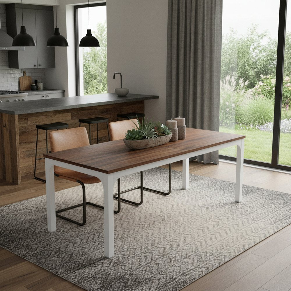 46" Brown and White Wood and Iron Dining Table HomeRoots