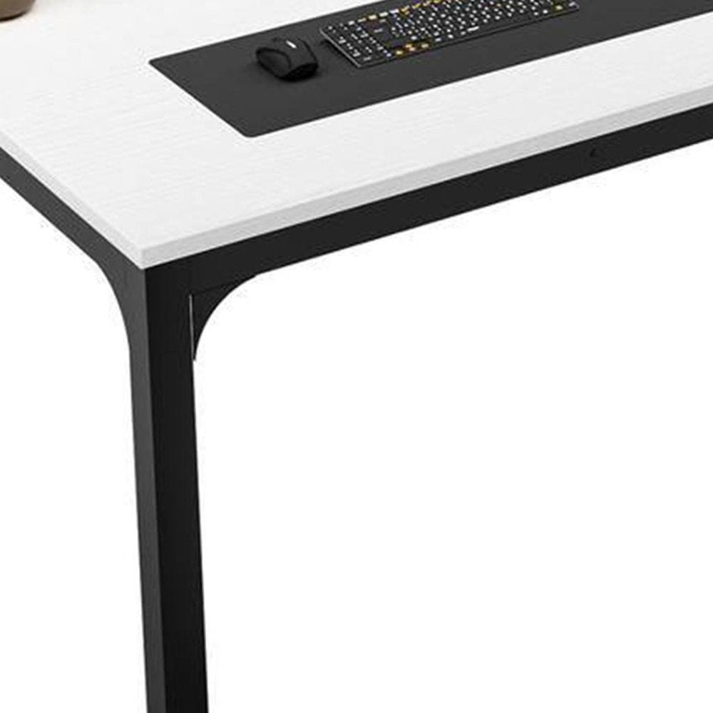 46" White and Black Wood and Iron Dining Table — view 2
