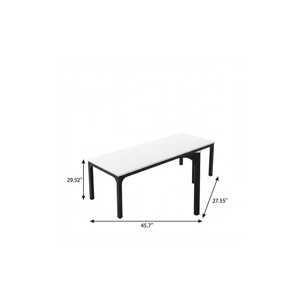 46" White and Black Wood and Iron Dining Table — view 5
