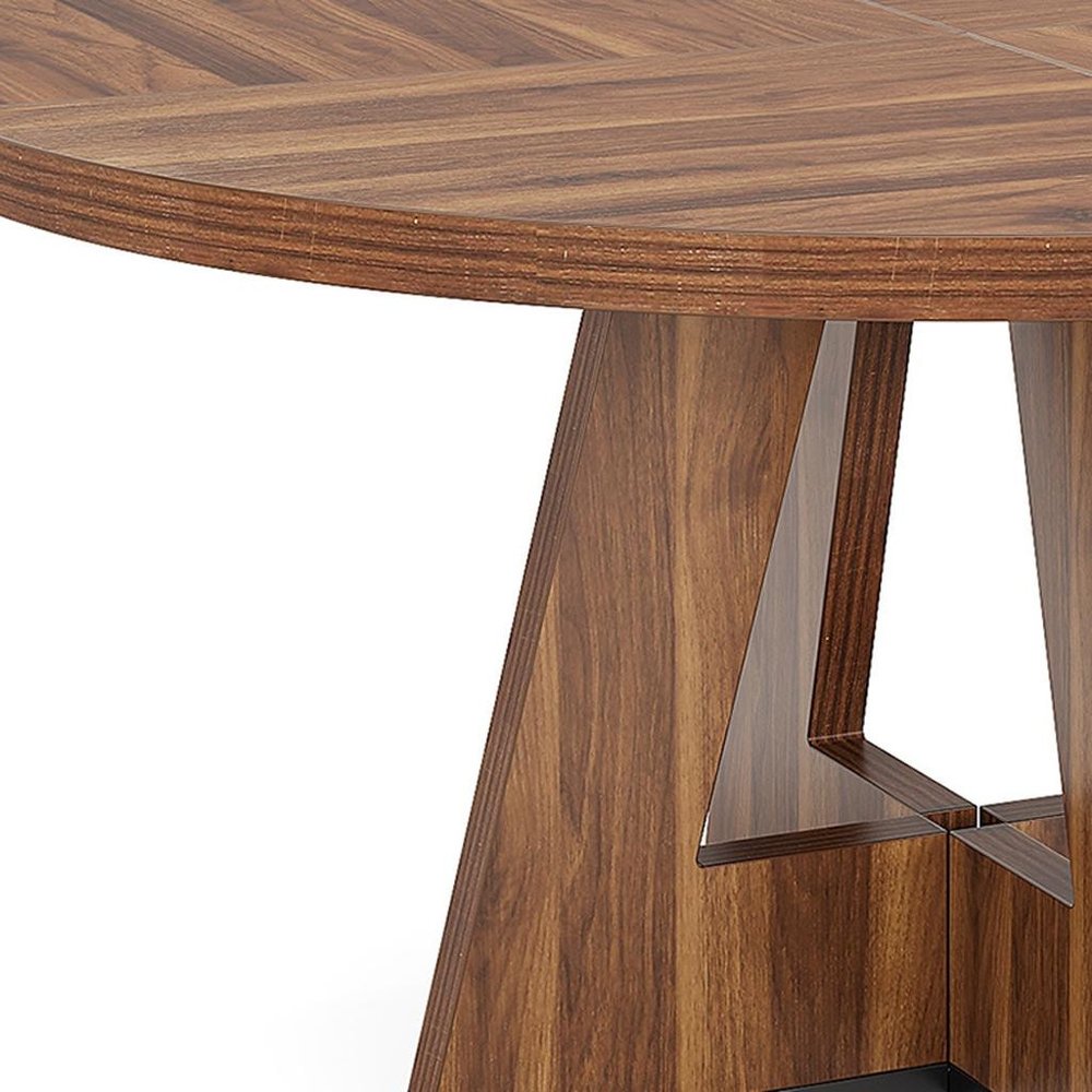 47" Brown Solid Wood Pedestal Base Round Top Dining Table HomeRoots