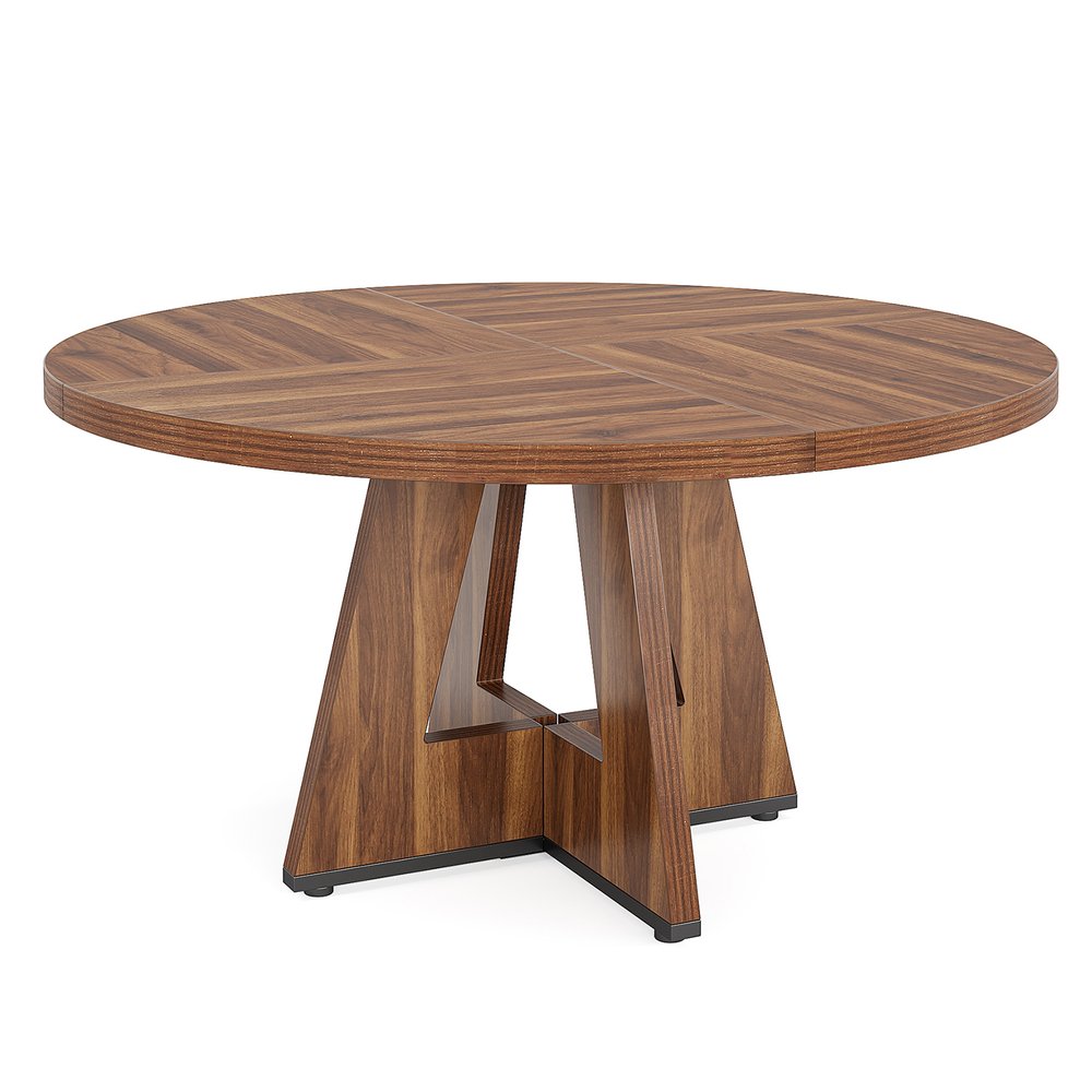 47" Brown Solid Wood Pedestal Base Round Top Dining Table HomeRoots