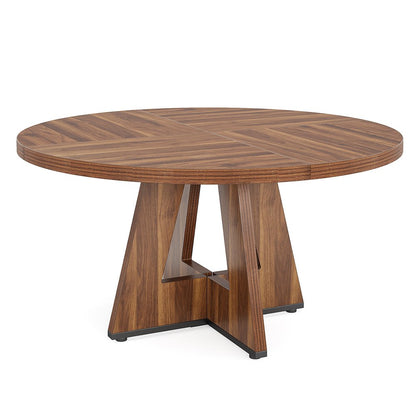 47" Brown Solid Wood Pedestal Base Round Top Dining Table HomeRoots