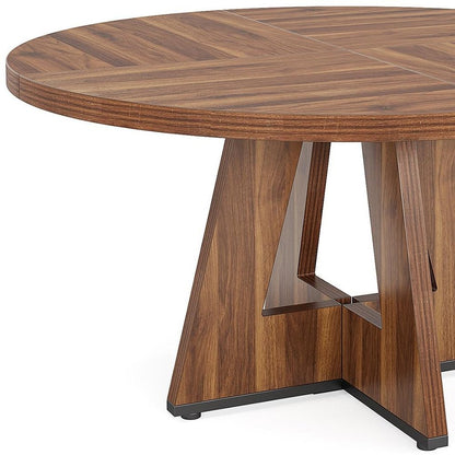47" Brown Solid Wood Pedestal Base Round Top Dining Table HomeRoots