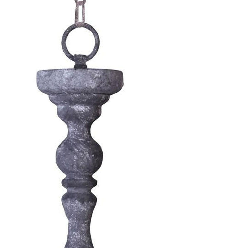 Gray Drum Distressed Galvanized Metal Dimmable Chandelier With Natural Shade HomeRoots