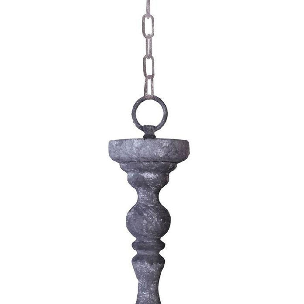 Gray Drum Distressed Galvanized Metal Dimmable Chandelier With Natural Shade HomeRoots