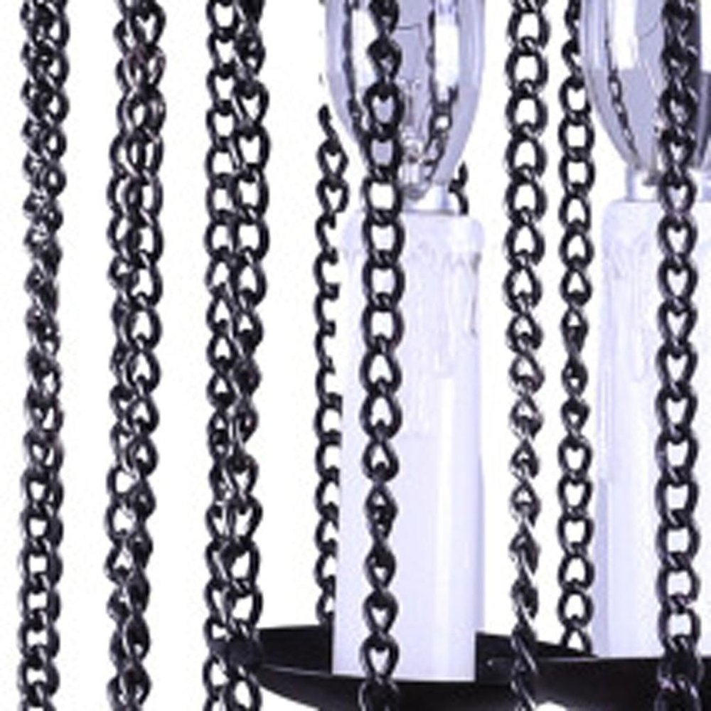 Black And Natural Wood and Metal Cylinder Three Light Dimmable Chandelier HomeRoots