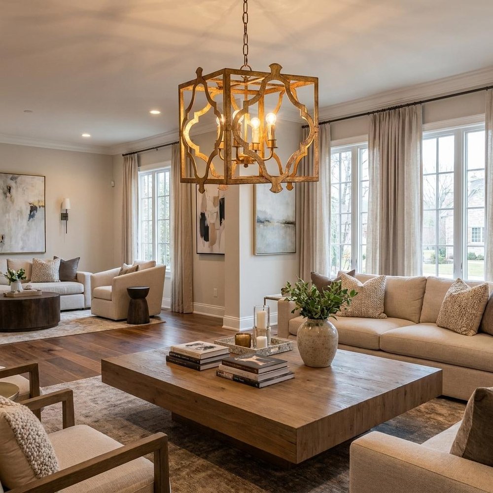 Antiqued Bronze Square And Quatrefoil Metal Dimmable Chandelier HomeRoots