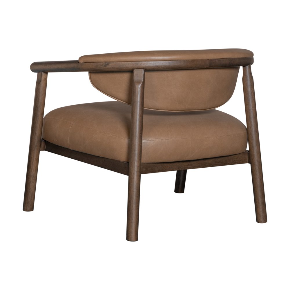33" Brown and Dark Brown Faux Leather And Wood Arm Chair HomeRoots