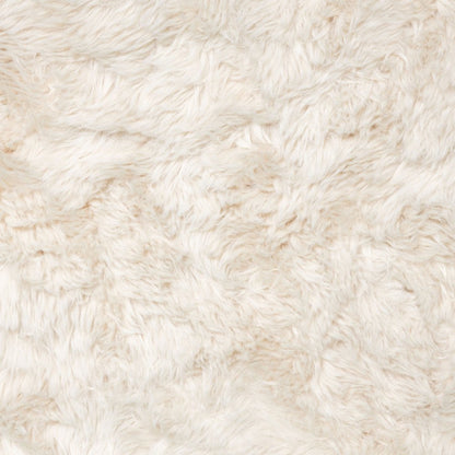 30" Off White and Natural Faux Fur And Wood Arm Chair HomeRoots