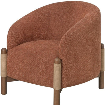 30" Rust and Brown Fabric And Wood Arm Chair HomeRoots