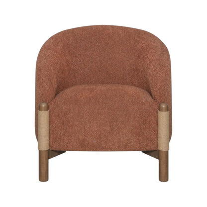 30" Rust and Brown Fabric And Wood Arm Chair HomeRoots