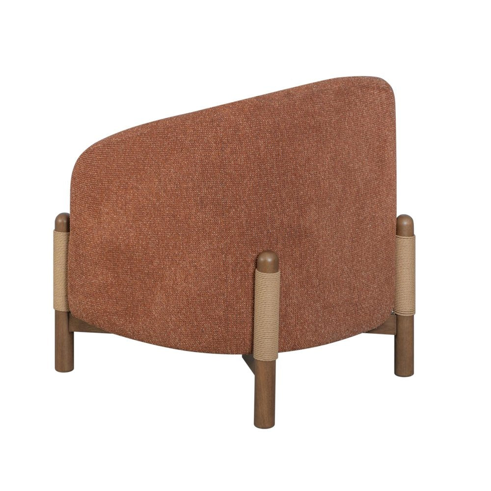30" Rust and Brown Fabric And Wood Arm Chair HomeRoots