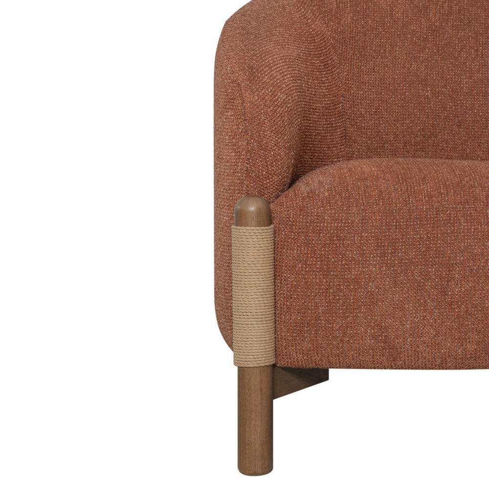 30" Rust and Brown Fabric And Wood Arm Chair HomeRoots