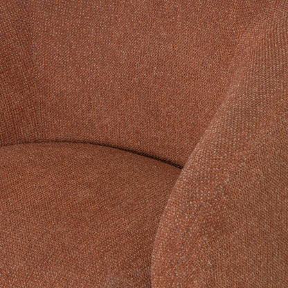 30" Rust and Brown Fabric And Wood Arm Chair HomeRoots