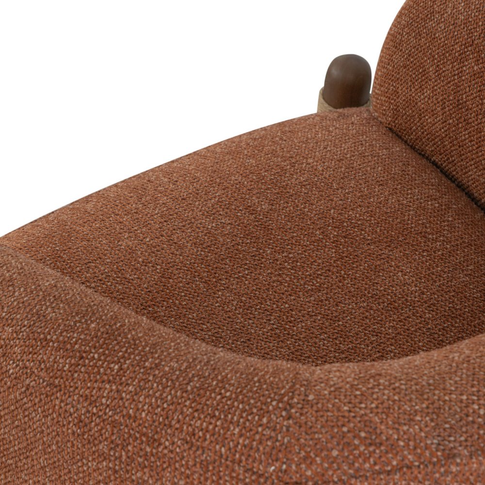 30" Rust and Brown Fabric And Wood Arm Chair HomeRoots
