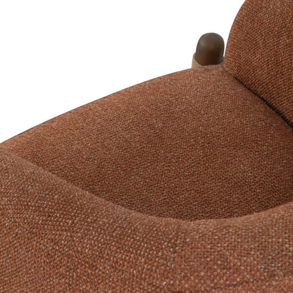 30" Rust and Brown Fabric And Wood Arm Chair HomeRoots