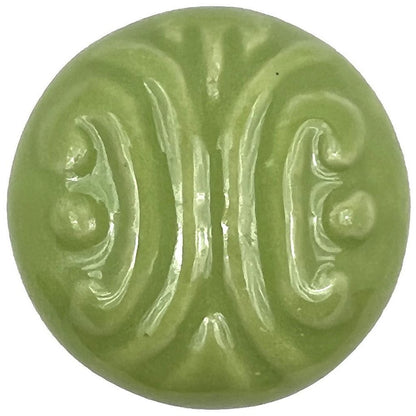 Set of Six Green Mushroom Knob Embossed Ceramic Drawer Pull Knobs HomeRoots