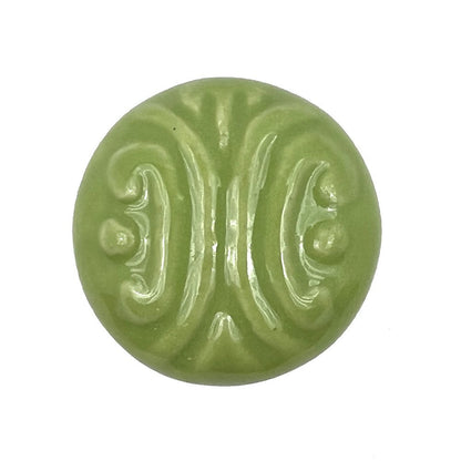 Set of Six Green Mushroom Knob Embossed Ceramic Drawer Pull Knobs HomeRoots