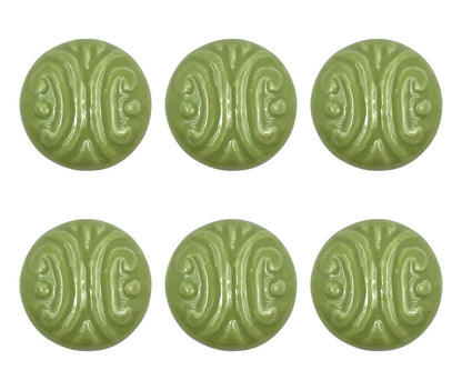 Set of Six Green Mushroom Knob Embossed Ceramic Drawer Pull Knobs HomeRoots