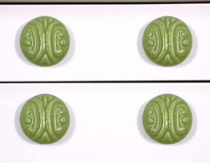 Set of Six Green Mushroom Knob Embossed Ceramic Drawer Pull Knobs HomeRoots