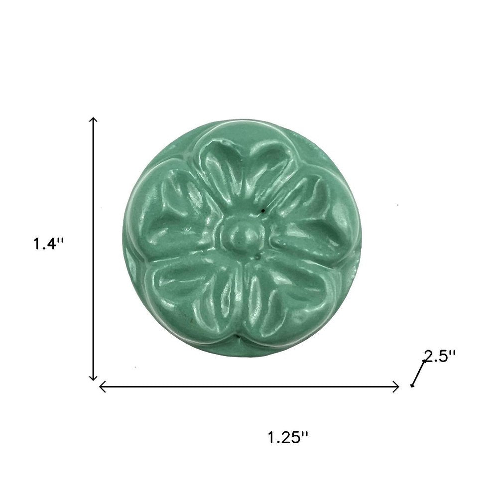 Set of Six Green Mushroom Knob Floral Ceramic Drawer Pull Knobs HomeRoots