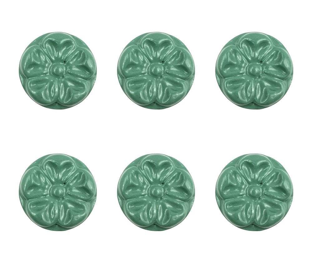Set of Six Green Mushroom Knob Floral Ceramic Drawer Pull Knobs HomeRoots