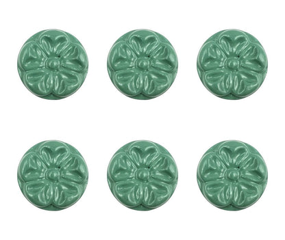 Set of Six Green Mushroom Knob Floral Ceramic Drawer Pull Knobs HomeRoots