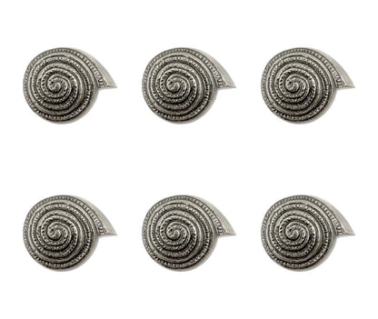 Set of Six Silver Novelty Knob Seashell Cast Aluminum Drawer Pull Knobs HomeRoots