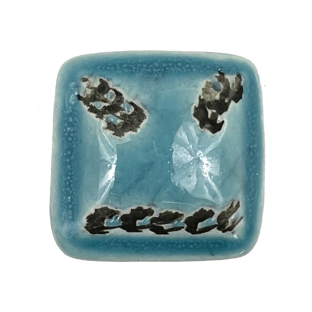 Set of Six Teal Square Knob Ceramic Drawer Pull Knobs HomeRoots