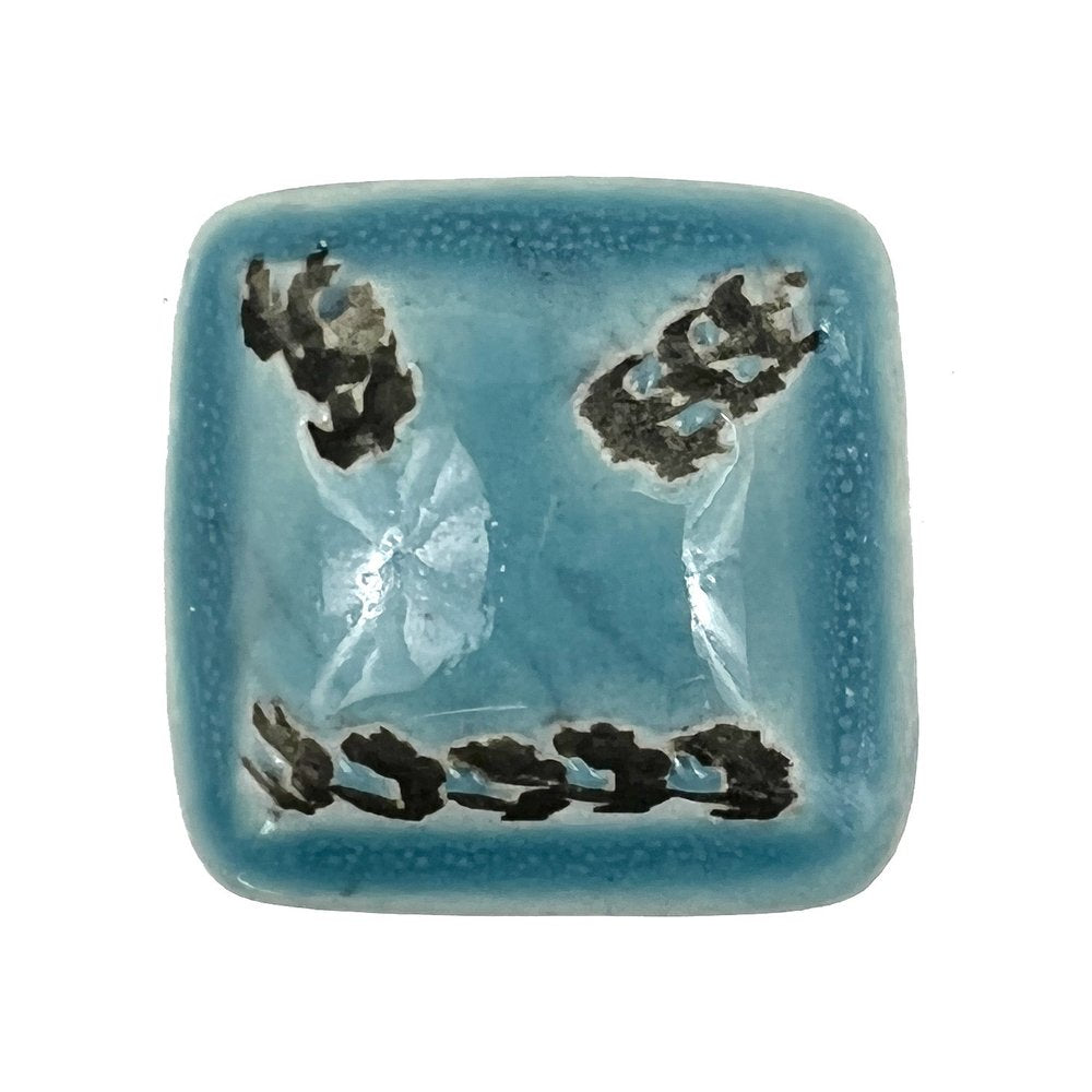 Set of Six Teal Square Knob Ceramic Drawer Pull Knobs HomeRoots