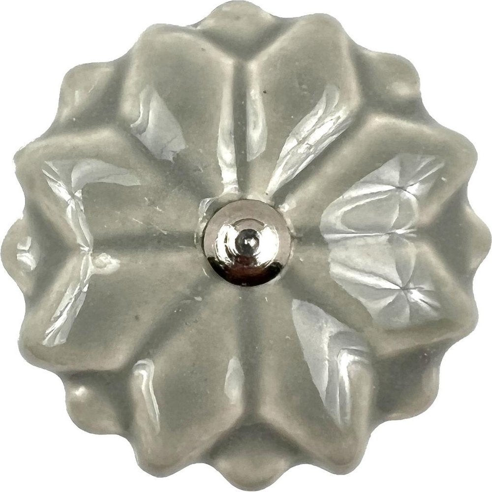Set of Six Gray Ceramic Drawer Pull Knobs HomeRoots