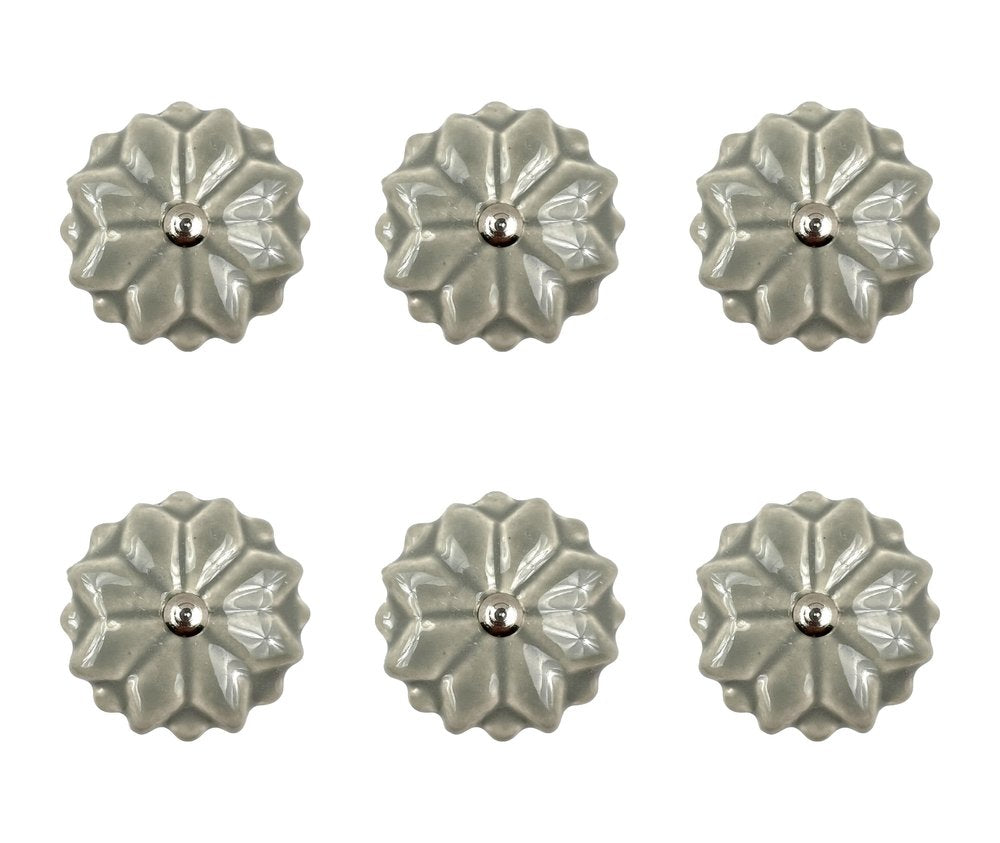 Set of Six Gray Ceramic Drawer Pull Knobs HomeRoots