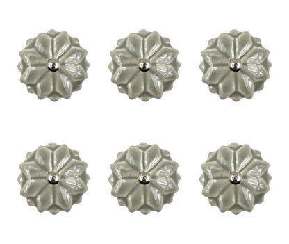 Set of Six Gray Ceramic Drawer Pull Knobs HomeRoots