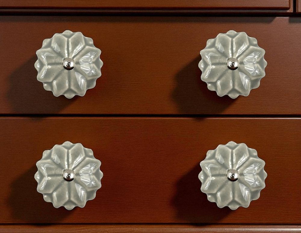 Set of Six Gray Ceramic Drawer Pull Knobs HomeRoots