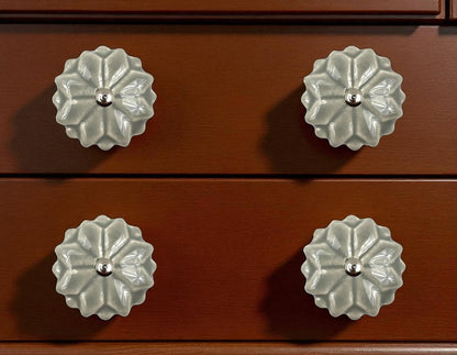 Set of Six Gray Ceramic Drawer Pull Knobs HomeRoots