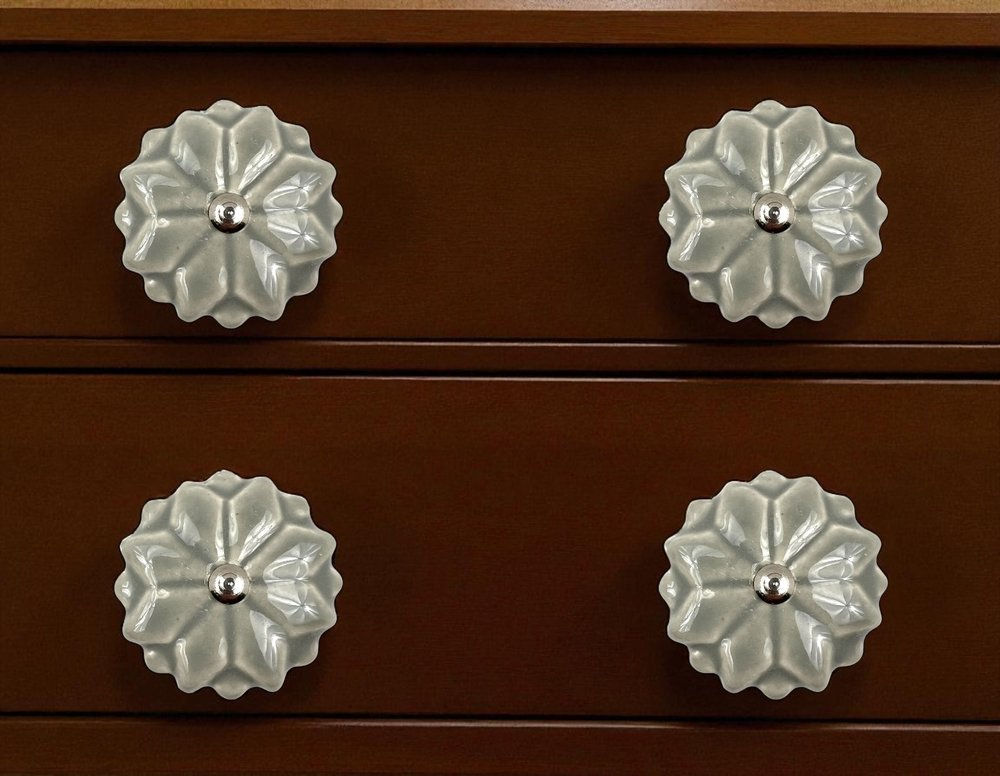 Set of Six Gray Ceramic Drawer Pull Knobs HomeRoots