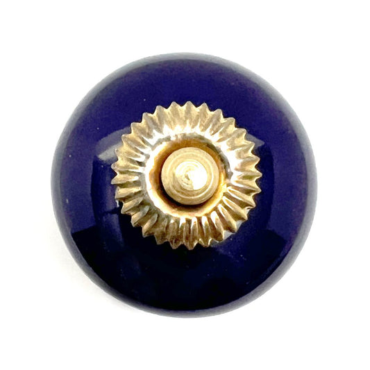 Set of Six Cobalt And Gold Ceramic Drawer Pull Knobs HomeRoots