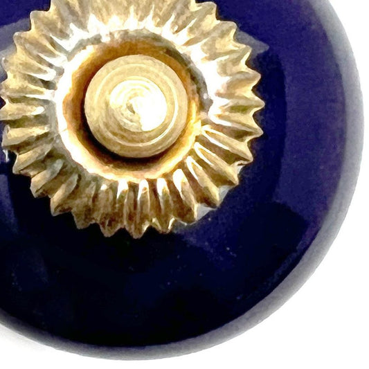 Set of Six Cobalt And Gold Ceramic Drawer Pull Knobs HomeRoots