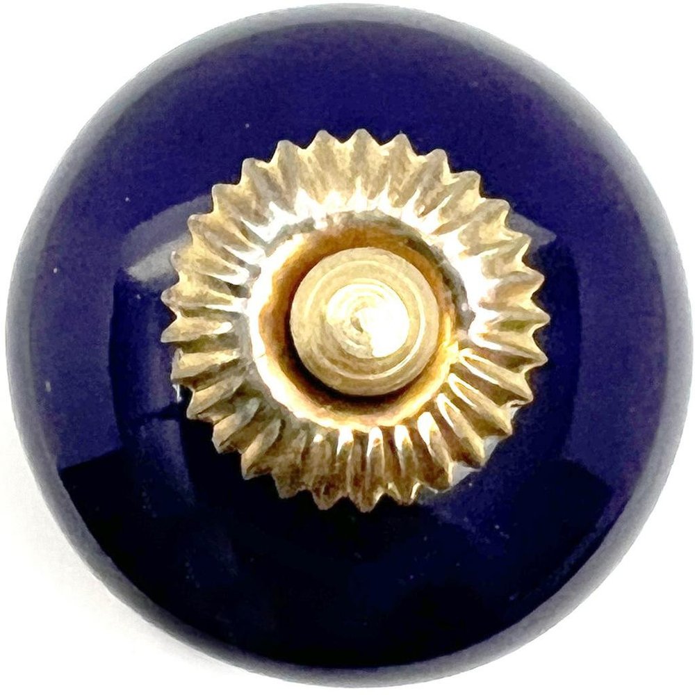 Set of Six Cobalt And Gold Ceramic Drawer Pull Knobs HomeRoots
