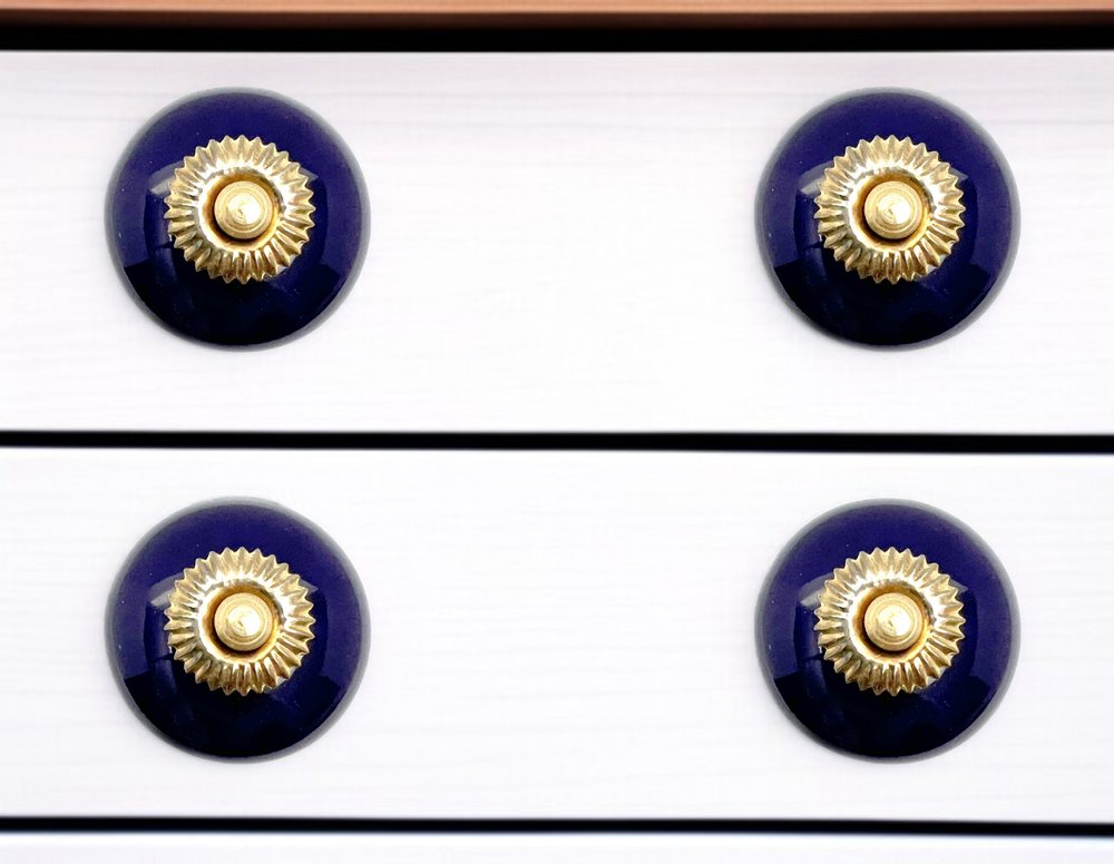 Set of Six Cobalt And Gold Ceramic Drawer Pull Knobs HomeRoots