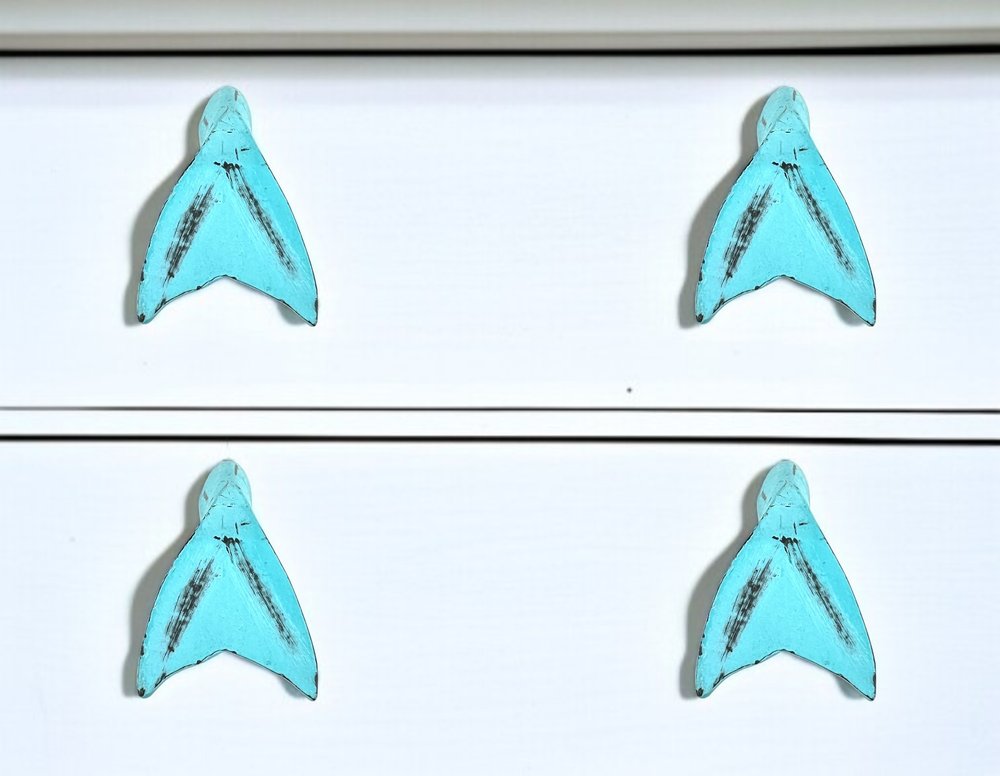 Set of Six Aqua Novelty Knob Metal Drawer Pull Knobs HomeRoots