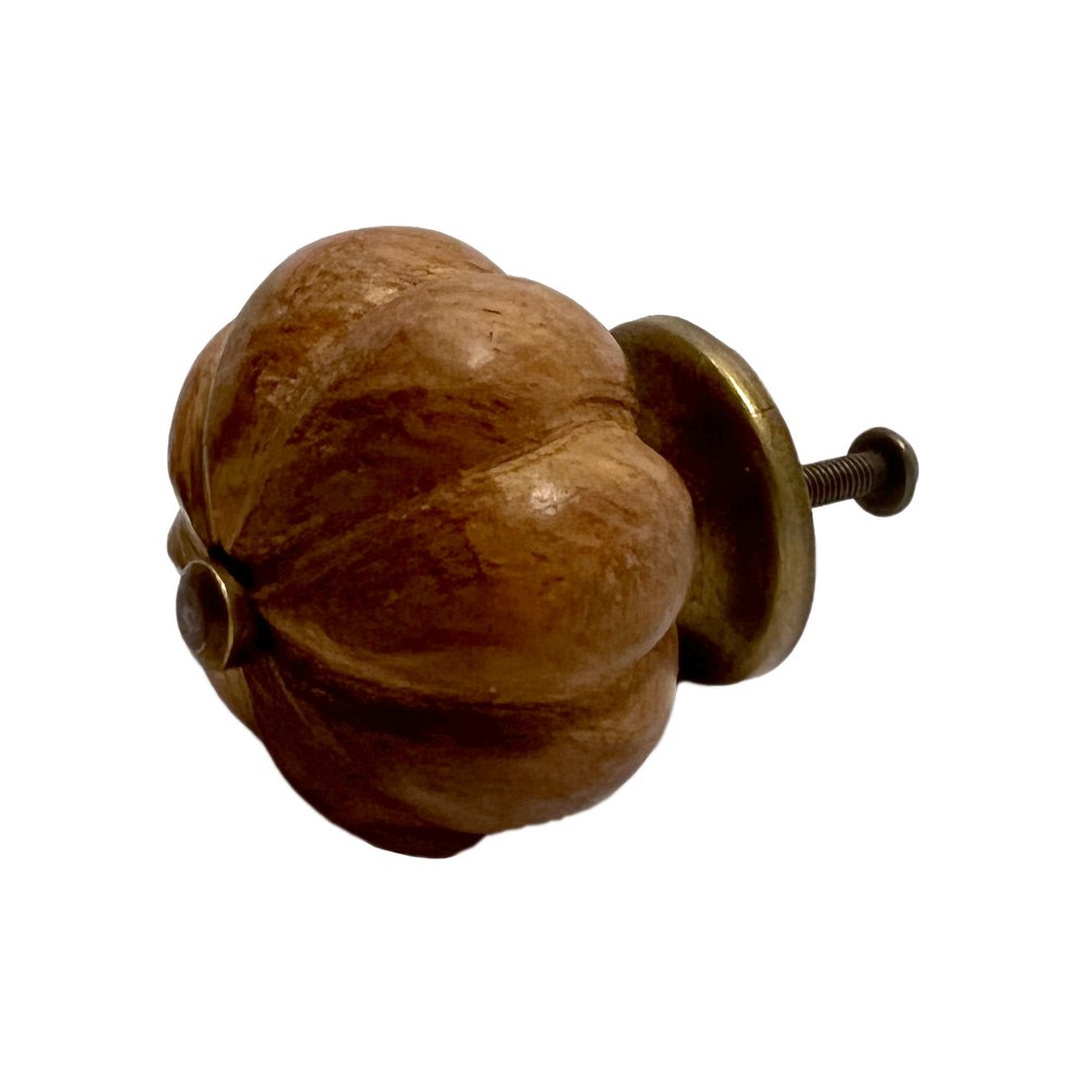 Set of Six Brown Floral Knob Wood Drawer Pull Knobs HomeRoots