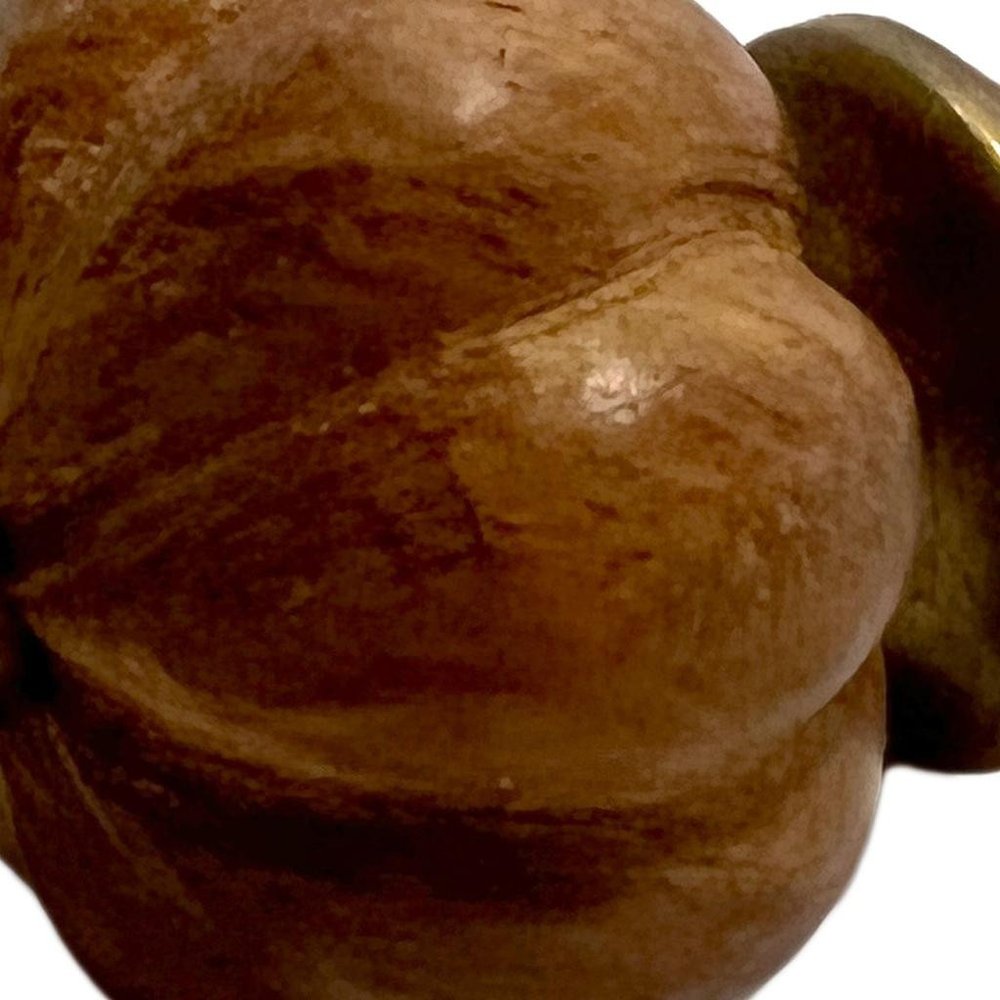 Set of Six Brown Floral Knob Wood Drawer Pull Knobs HomeRoots
